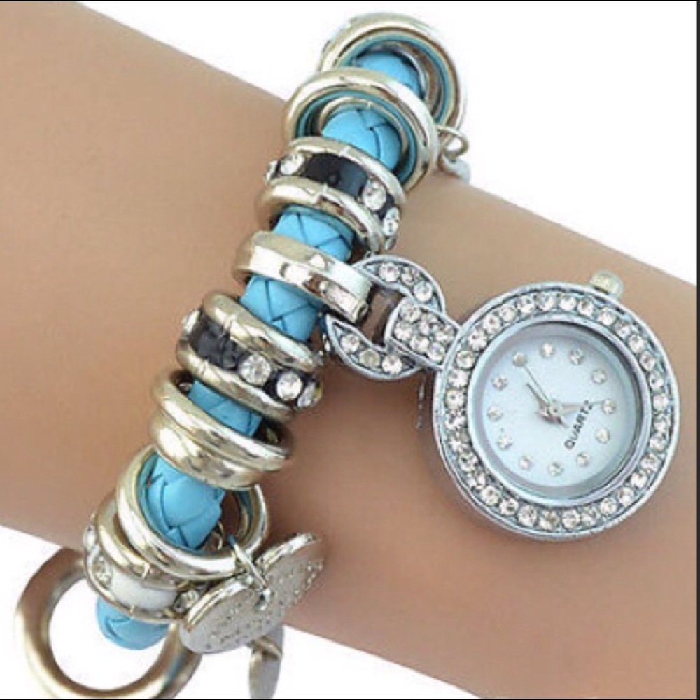 New Gorgeous turquoise and silver watch bracelet.